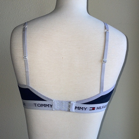 TOMMY HILFIGER navy bra with logo band adjustable straps in women’s size medium - Picture 4 of 7